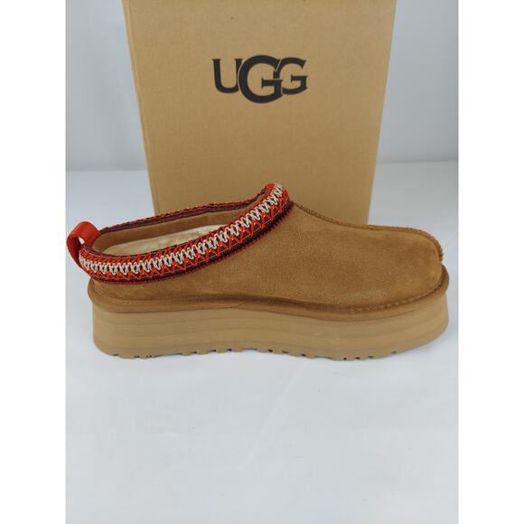 UGG Tazz Platform Suede Slippers Shoes Chestnut 1122553 New With Box Size 7 - Picture 4 of 12